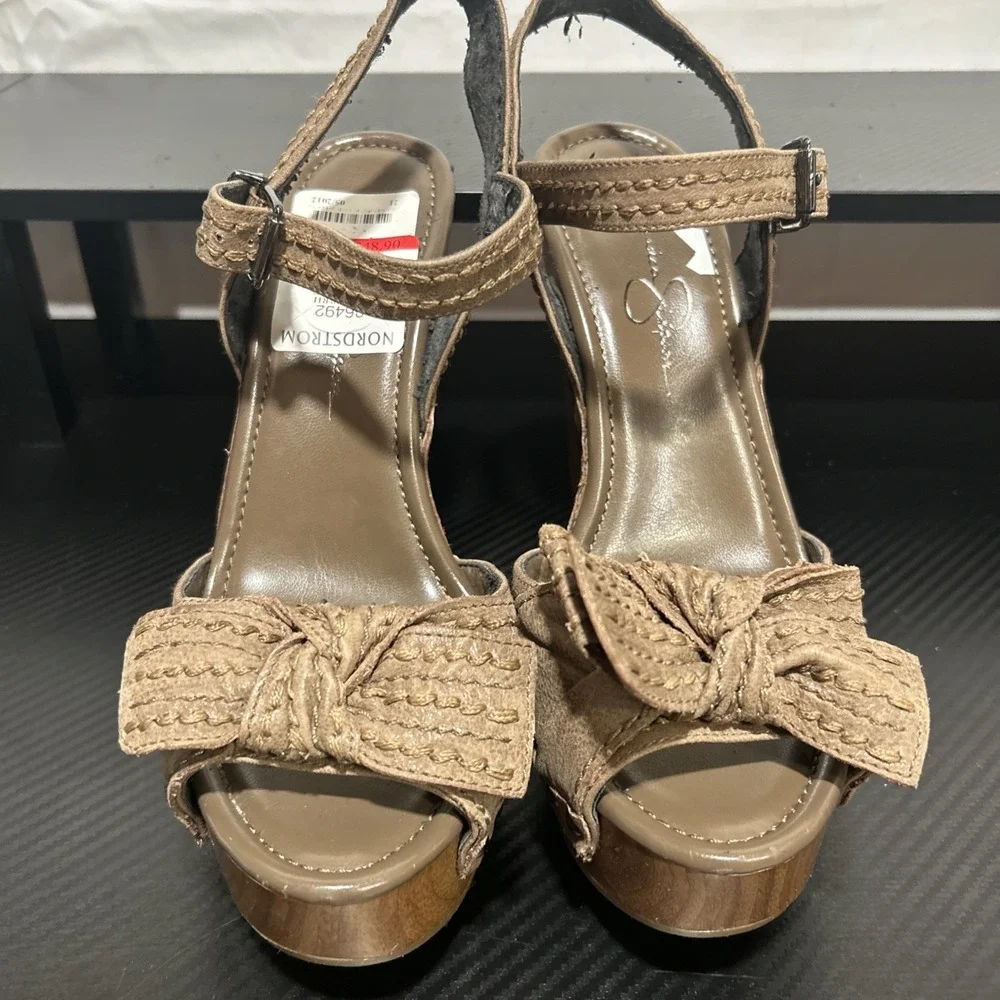 Jessica Simpson JS-TERRII  COFFEE/SUMMER HAZE Open Toe Heel Size 7.5